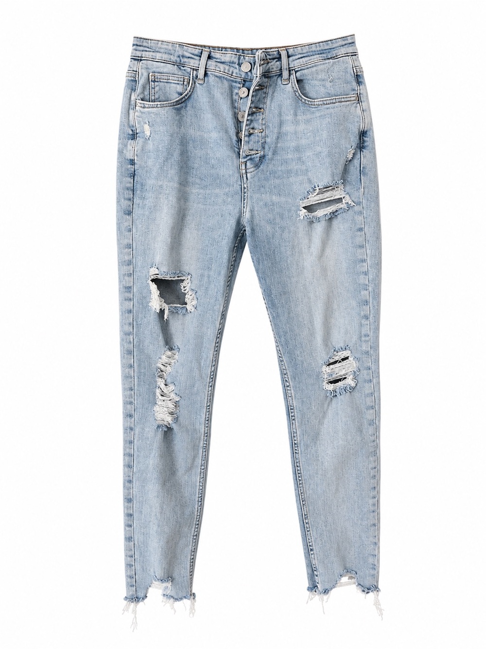 We The Free Light Blue Distressed Boyfriend Jeans